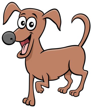 Mutlu köpek ya da köpek yavrusu çizgi roman karakteri pençesini sallıyor.