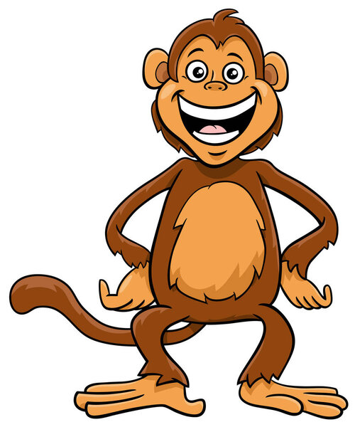 Cartoon Illustration of Happy Monkey Animal character
