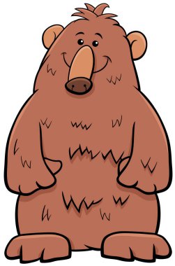 Komik Brown Bear Wild Animal Karakter Karikatür İllüstrasyon
