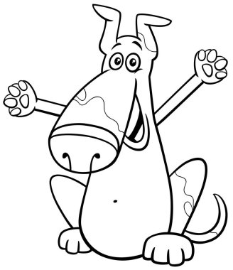 Benekli köpek çizgi roman karakteri boyama sayfasının çizgi film çizimi