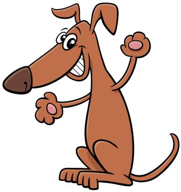 Heyecanlı kahverengi köpek çizgi roman karakteri çizgi film çizimi