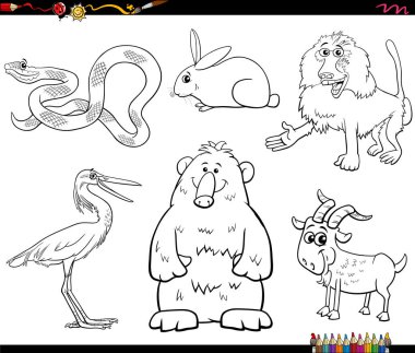 Komik hayvanların çizgi filmlerdeki çizimleri, çizgi roman karakterlerinin boyama sayfalarını oluşturur.