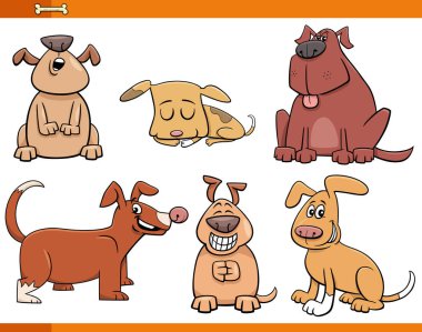 Komik Köpekler ve Köpek Yavruları Çizgi Roman Karakterleri Seti