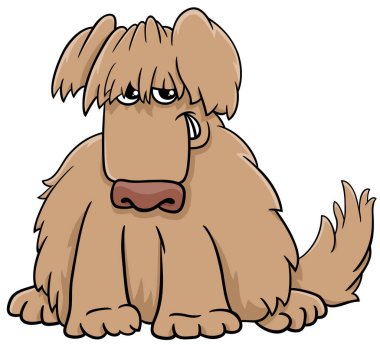 Komik bej tüylü köpek hayvan karakter karikatür çizimi