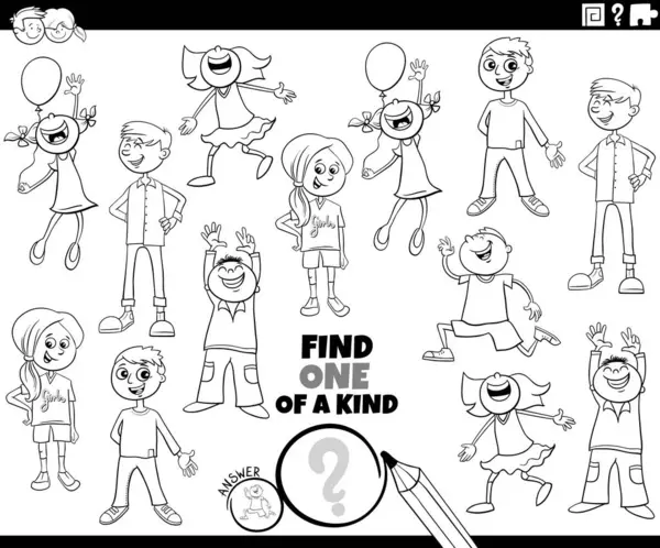 Çocuklar ve gençlerin karakter boyama sayfalarının yer aldığı bir tür resim aktivite bulmacası çizimi