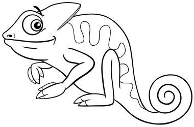 Şirin bukalemun sürüngen hayvan karakter renklendirme sayfasının çizgi film çizimi