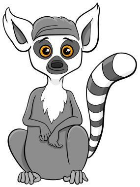 Tatlı lemur primat hayvan karakterinin çizgi film çizimi