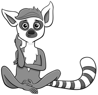 Tatlı lemur primat hayvani düşüncenin çizgi film çizimi