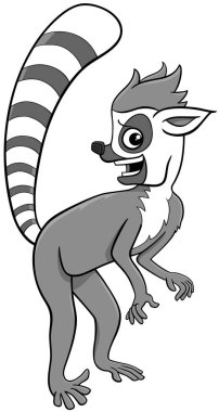 Komik lemur primat hayvan karakterinin çizgi film çizimi