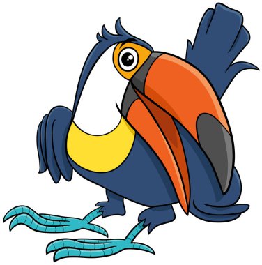 Komik Tukan kuş hayvan karakterinin çizgi film çizimi