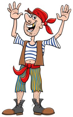 Mutlu genç korsan çizgi roman karakteri çizimi