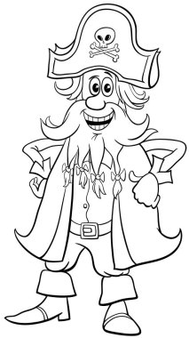 Komik korsan kaptanı karikatür çizimi çizgi roman karakteri boyama sayfası