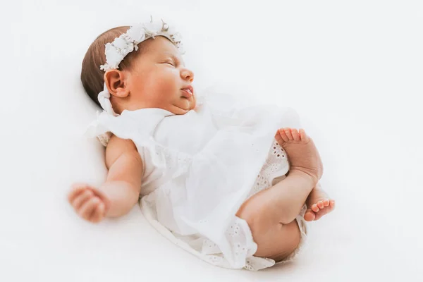 Newborn Baby Girl Portrait Photographed Studio Stock Photo