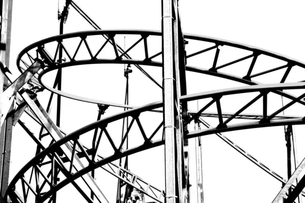 Silhouette Roller Coaster Κομμάτια Λευκό Φόντο Θέα Από Κοντά — Φωτογραφία Αρχείου