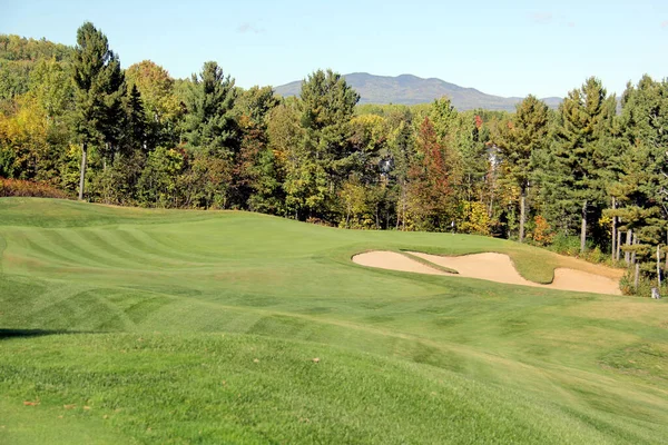 Scenic Golf Holes Fall Season Panoramic View Stock Photo