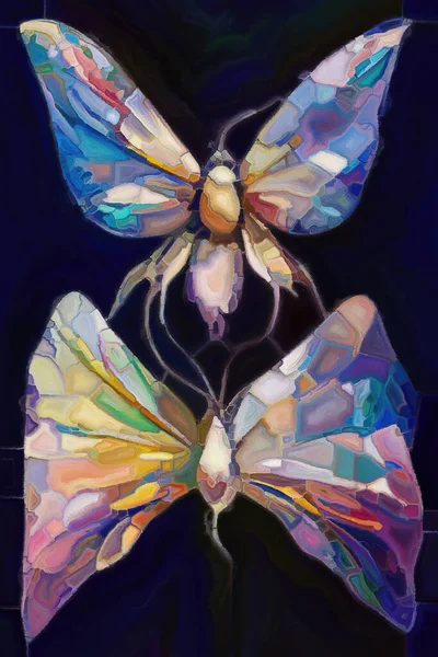 蝶の夢シリーズ 想像力 夢をテーマにしたシュールな自然形態 色の創造的な配置 — ストック写真