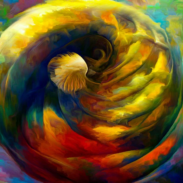 Dream of Nautilus series. Composition of spiral structures, shell patterns, colors and abstract elements on the subject of sea life, nature, creativity, art and design.
