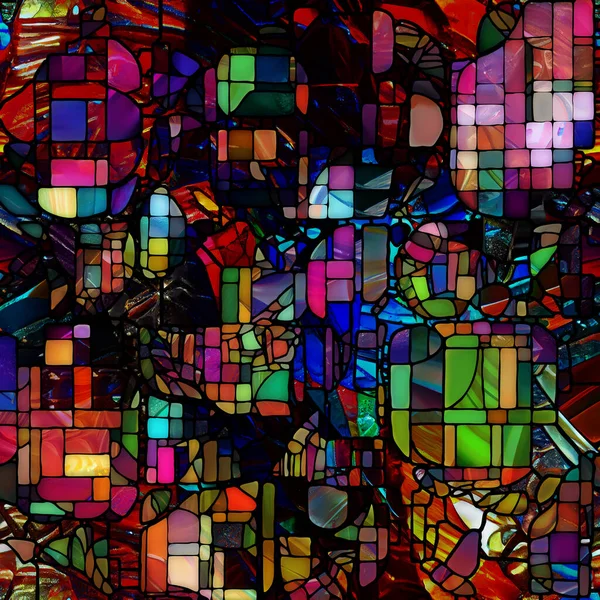 Rebirth of Stained Glass series. Background design of diverse glass textures, colors and shapes on the subject of light perception, creativity, art and design.