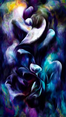 Renk serisi. Sanat, yaratıcılık ve tasarım konularında şekillerin, vuruşların ve renk boyalarının bileşimi.