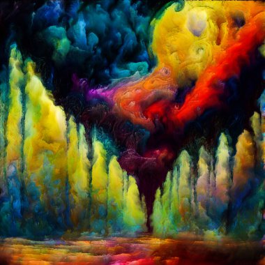 Renkli Rüya serisi. Sanat, hayal gücü ve tasarım üzerine boyanmış organik formlar, felçler, dublajlar ve renk parçalarının bileşimi.