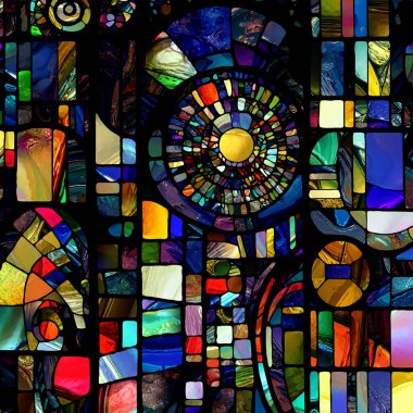 Lekeli Cam serisinin yeniden doğuşu. Işık algısı, yaratıcılık, sanat ve tasarım konularında çeşitli cam dokularının, renklerin ve şekillerin arkaplan tasarımı.