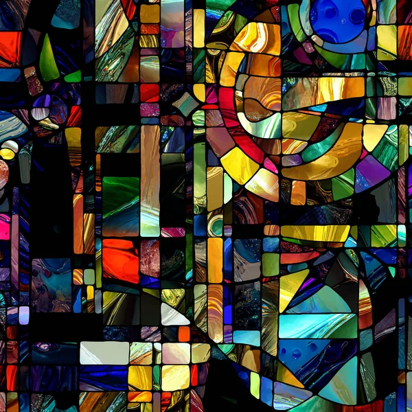 Rebirth of Stained Glass series. Backdrop design of diverse glass textures, colors and shapes on the subject of light perception, creativity, art and design.