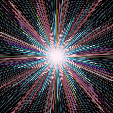 Fraktal Patlama Şablonu serisi. Çizim ve tasarım için kullanılan ince çizgi radyal deseninin oluşturulması.