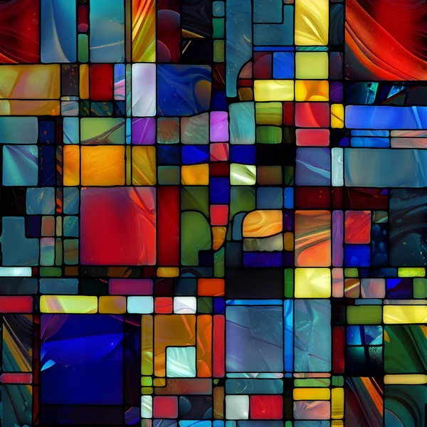 Rebirth of Stained Glass series. Backdrop composed of diverse glass textures, colors and shapes on the subject of light perception, creativity, art and design.