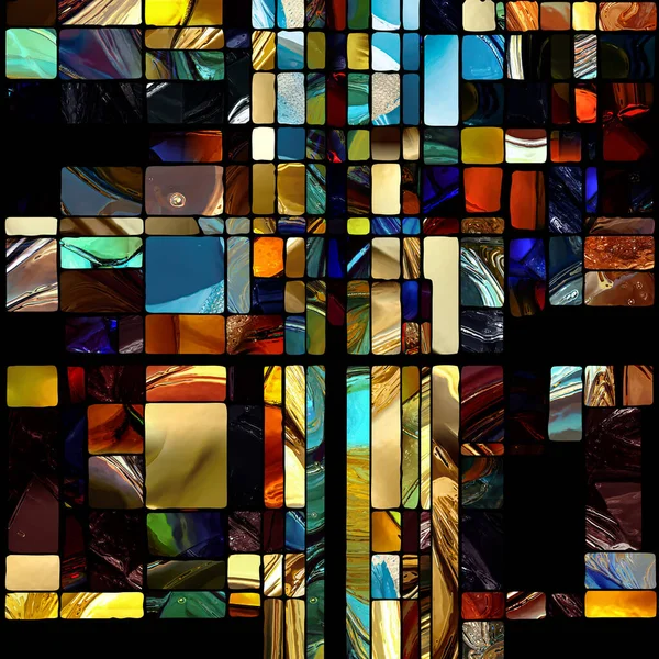 Rebirth of Stained Glass series. Arrangement of diverse glass textures, colors and shapes on the subject of light perception, creativity, art and design.