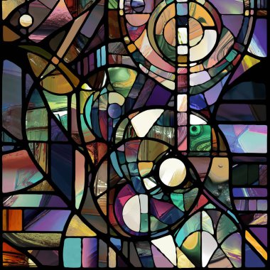 Sharp Stained Glass series. Composition of abstract color glass patterns on the subject of chroma, light and pattern perception, geometry of color and design.