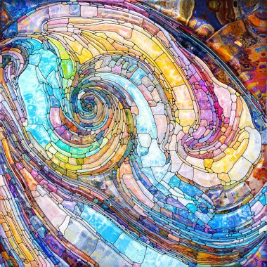 Shimmering Glass series. Background composition of saturated refracted glass patterns on the subject of sensory enchantment, light perception, imagination and creativity.