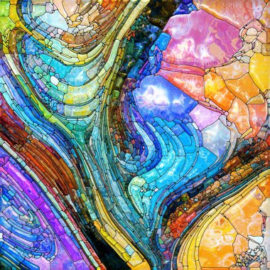 Shimmering Glass series. Backdrop composed of saturated refracted glass patterns on the subject of sensory enchantment, light perception, imagination and creativity.