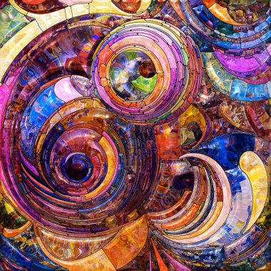 Shimmering Glass series. Backdrop composed of saturated refracted glass patterns on the subject of sensory enchantment, light perception, imagination and creativity.