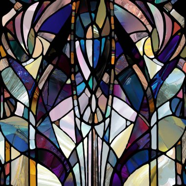 Sharp Stained Glass series. Artistic abstraction of abstract color glass patterns on the subject of chroma, light and pattern perception, geometry of color and design.