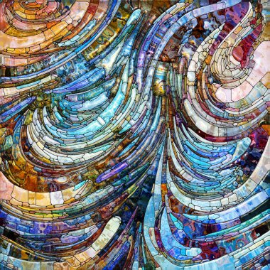 Shimmering Glass series. Backdrop design of saturated refracted glass patterns on the subject of sensory enchantment, light perception, imagination and creativity.