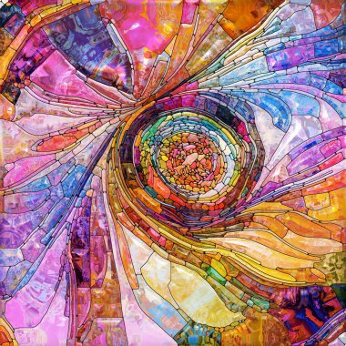 Shimmering Glass series. Composition of saturated refracted glass patterns on the subject of sensory enchantment, light perception, imagination and creativity.