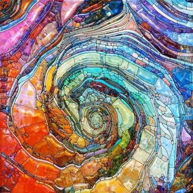 Shimmering Glass series. Composition of saturated refracted glass patterns on the subject of sensory enchantment, light perception, imagination and creativity.