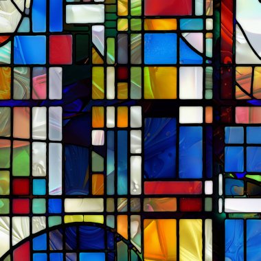Rebirth of Stained Glass series. Backdrop of diverse glass textures, colors and shapes on the subject of light perception, creativity, art and design.