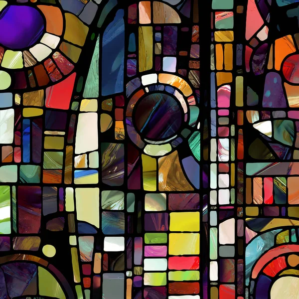 Sharp Stained Glass Serie Afbeelding Van Abstracte Kleurenglaspatronen Het Gebied — Stockfoto