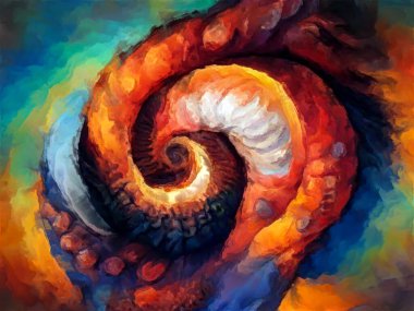 Organik Renkler serisi. Sanat, yaşam ve tasarım konularında organik formları, fırça darbelerini ve renk boyalarını anımsatan şekillerin düzenlenmesi.