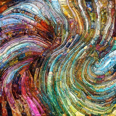 Shimmering Glass series. Composition of saturated refracted glass patterns on the subject of sensory enchantment, light perception, imagination and creativity.