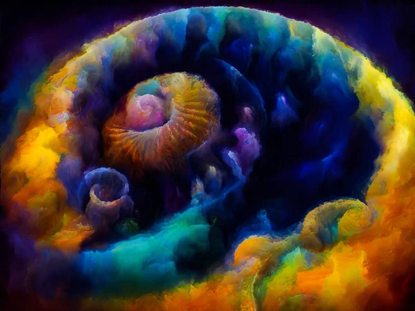 Spiraal Dromen Serie Indeling Van Surrealistische Natuurlijke Vormen Texturen Kleuren — Stockfoto