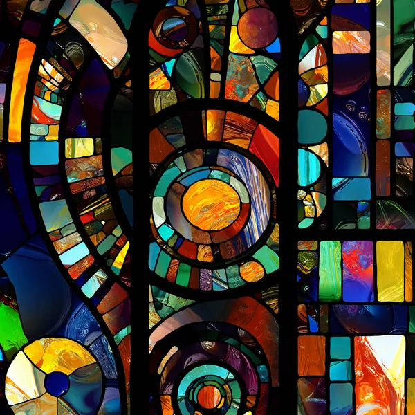 Renacimiento Serie Vidrieras Composición Diversas Texturas Vidrio Colores Formas Sobre — Foto de Stock