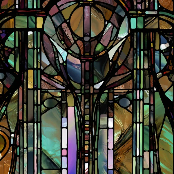 Sharp Stained Glass Series Artistic Abstraction Abstract Color Glass Patterns — 图库照片