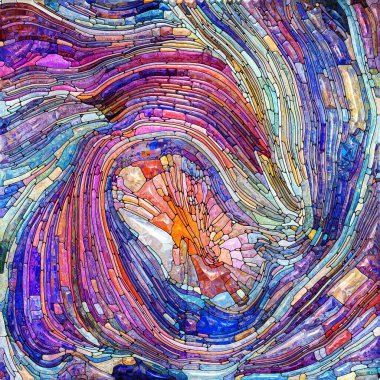 Shimmering Glass series. Interplay of saturated refracted glass patterns on the subject of sensory enchantment, light perception, imagination and creativity.