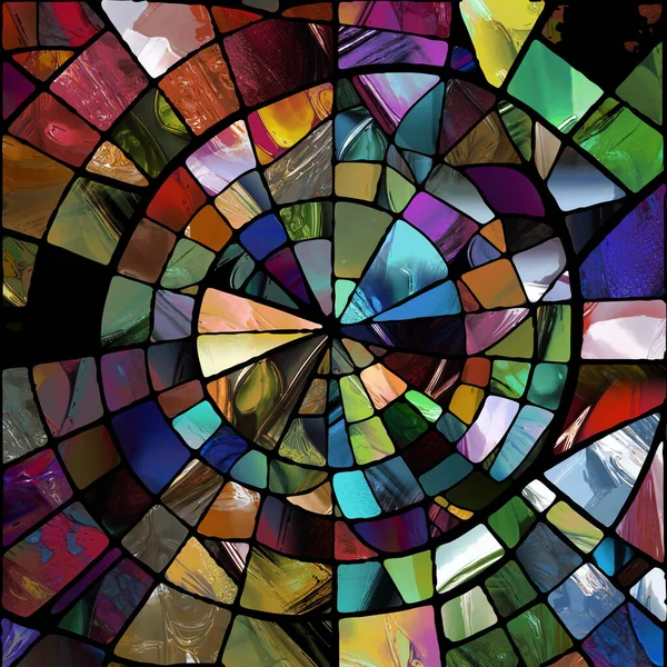 스테인드글라스 시리즈 디자인의 기하학에 추상적 색유리 패턴으로 만들어 — 스톡 사진
