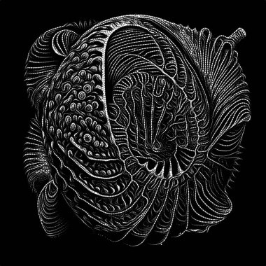 Point Symbology series. Composition of dotted lines and patterns on the subject of poetry, light perception, reserved art and austere design.