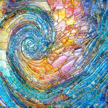 Shimmering Glass series. Backdrop composed of saturated refracted glass patterns on the subject of sensory enchantment, light perception, imagination and creativity.