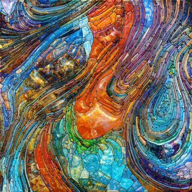 Shimmering Glass series. Backdrop composed of saturated refracted glass patterns on the subject of sensory enchantment, light perception, imagination and creativity.