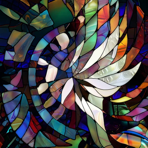 Rebirth of Stained Glass series. Arrangement of diverse glass textures, colors and shapes on the subject of light perception, creativity, art and design.